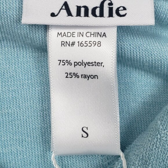 Andie The Cropped Button Up Sz Small Cabana Blue Terry Cloth Lounge & Resort Top - Picture 2 of 16